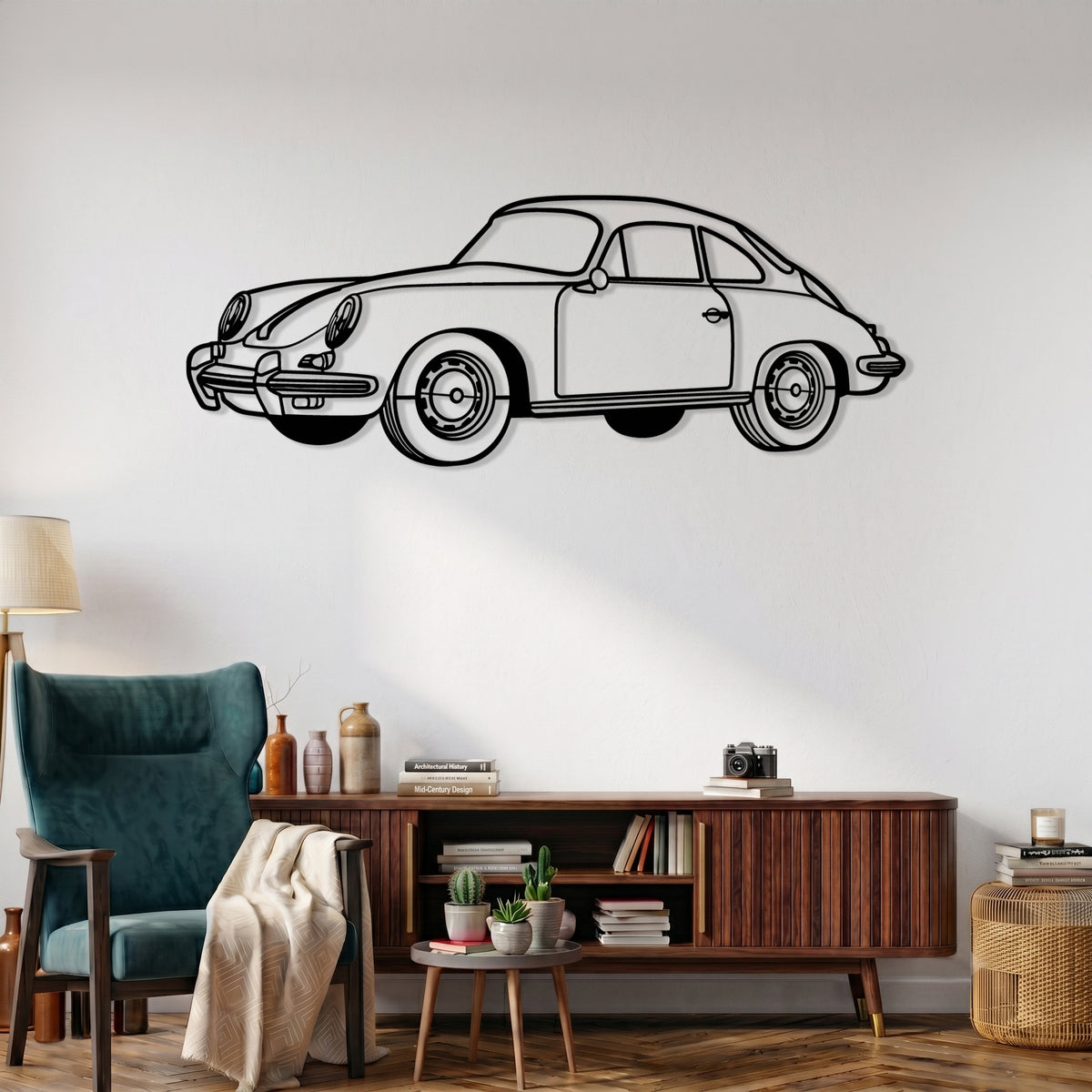 Porsche 356 (1948-1956) Angle Silhouette Metal Wall Art