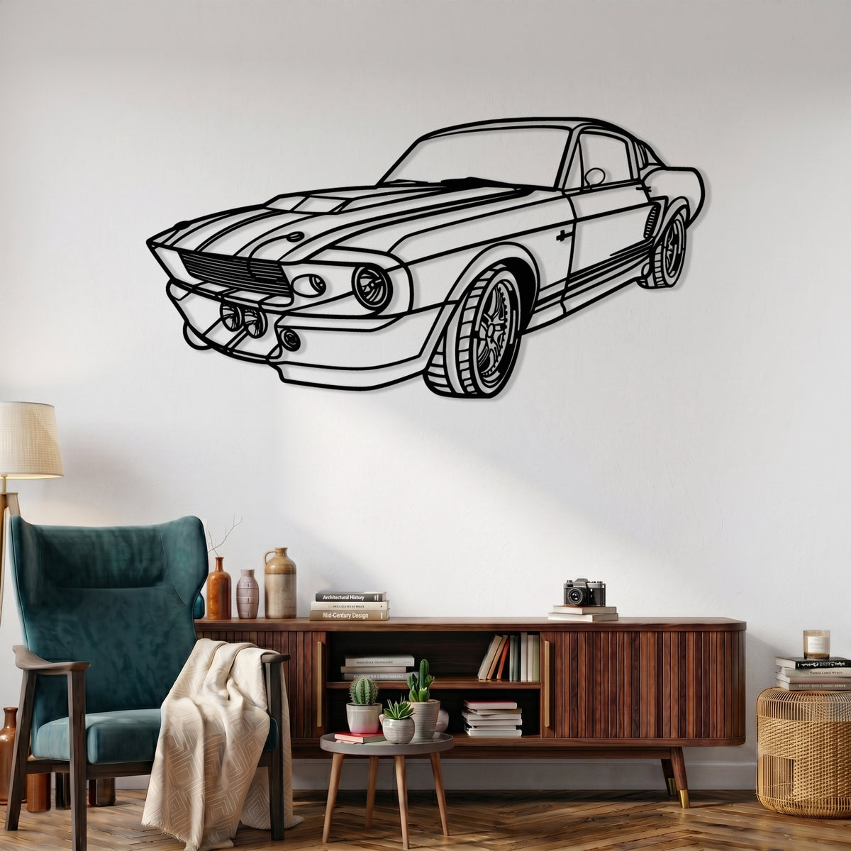Mustang Shelby GT500 (1967-1968) Angle Silhouette Metal Wall Art