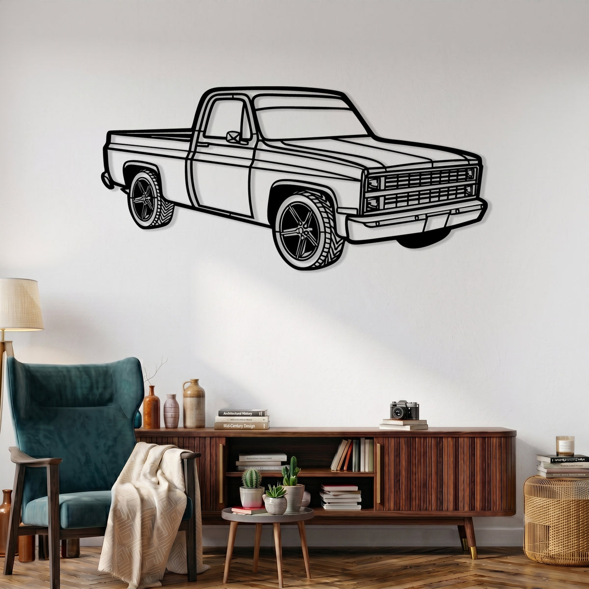 C10 / Silverado 1500 / C Series (1985-1987) Angle Silhouette Metal Wall Art