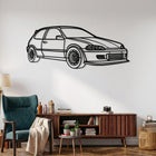 Civic Hatchback - EG (1992-1995) Angle Silhouette Metal Wall Art