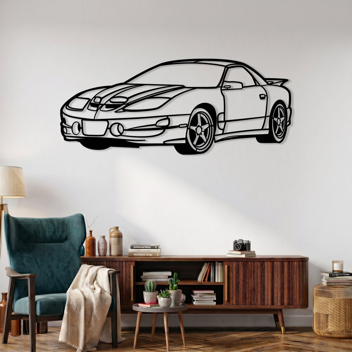 Firebird TransAm - WS6 Performance Package (1998-2002) Angle Silhouette Metal Wall Art