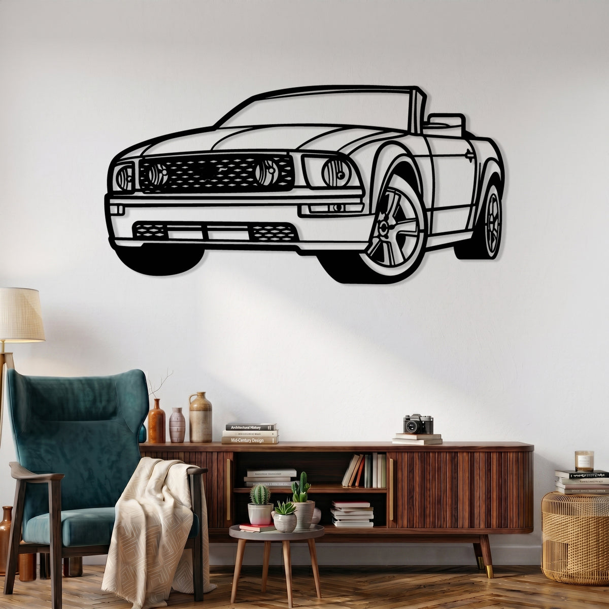 Mustang GT Convertible 5th Gen./S197 (2005-2009) Angle Silhouette Metal Wall Art