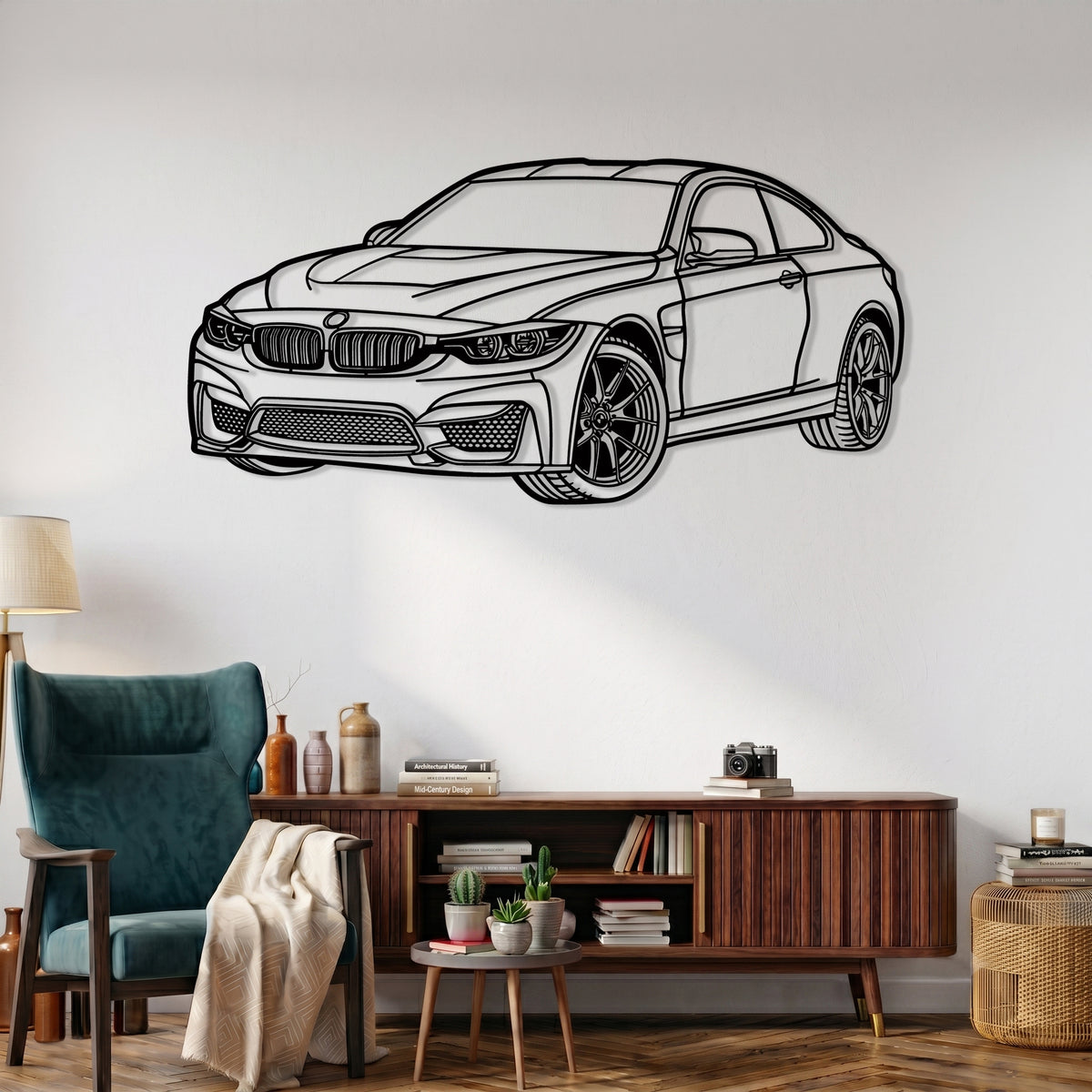 M4 Coupe (F82 / 1st Gen.) Angle Silhouette Metal Wall Art