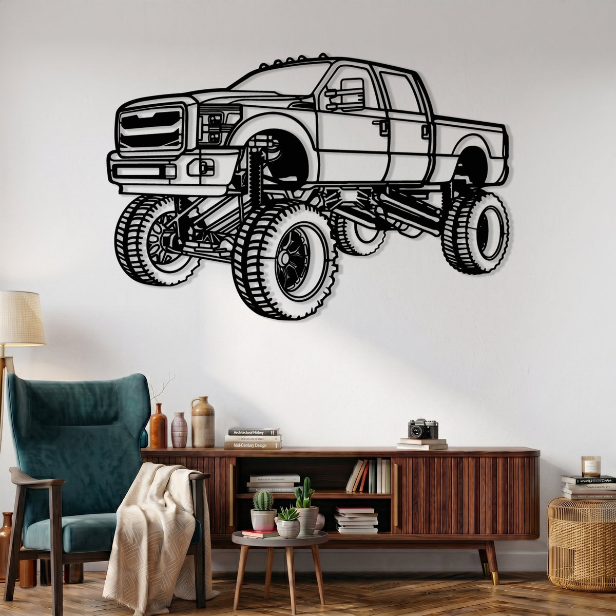 F-250 / F-350 Super Duty Crew Cab (3rd Gen.) Angle Silhouette Metal Wall Art