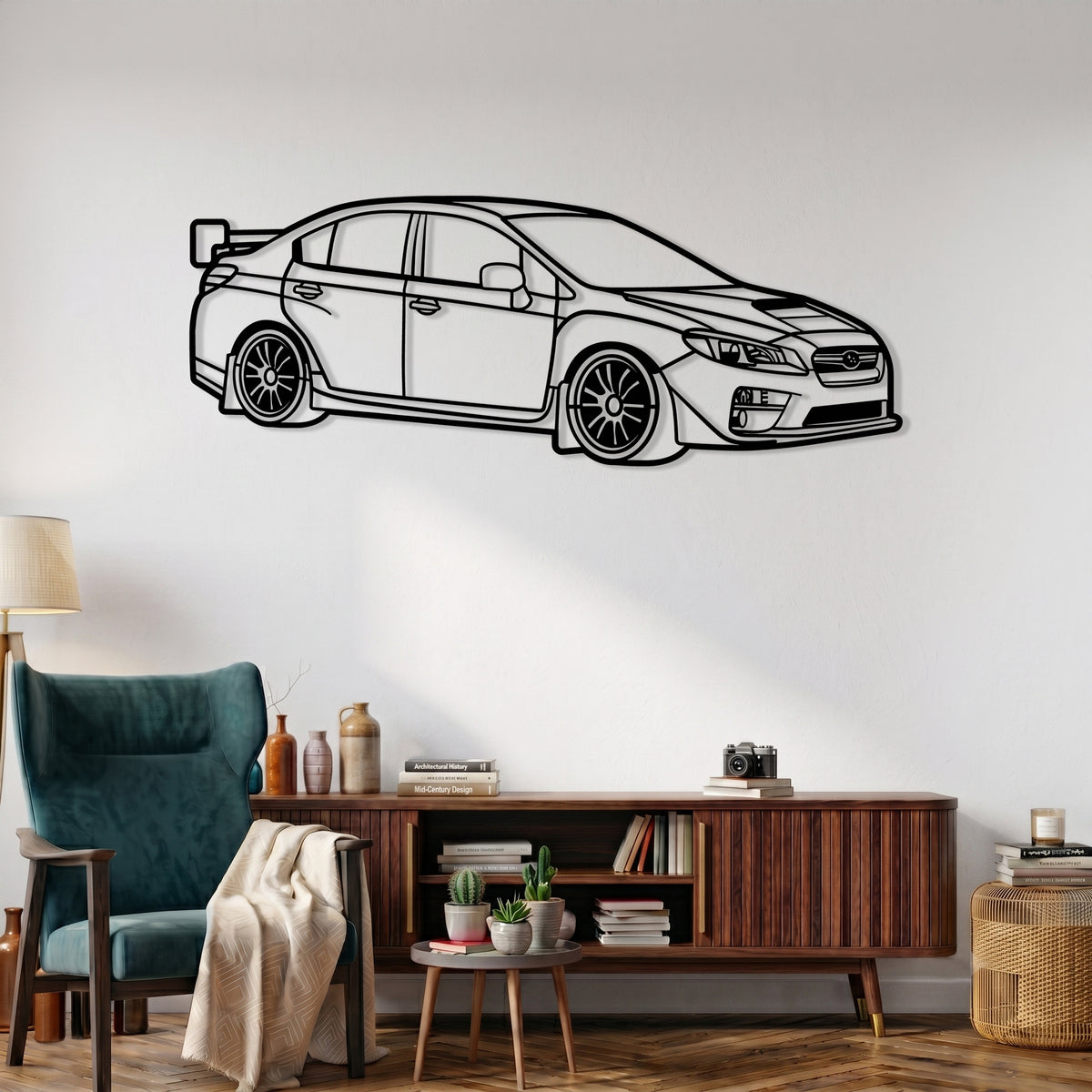 WRX STI (Pre-facelift Gen. / VA Gen.) Angle Silhouette Metal Wall Art
