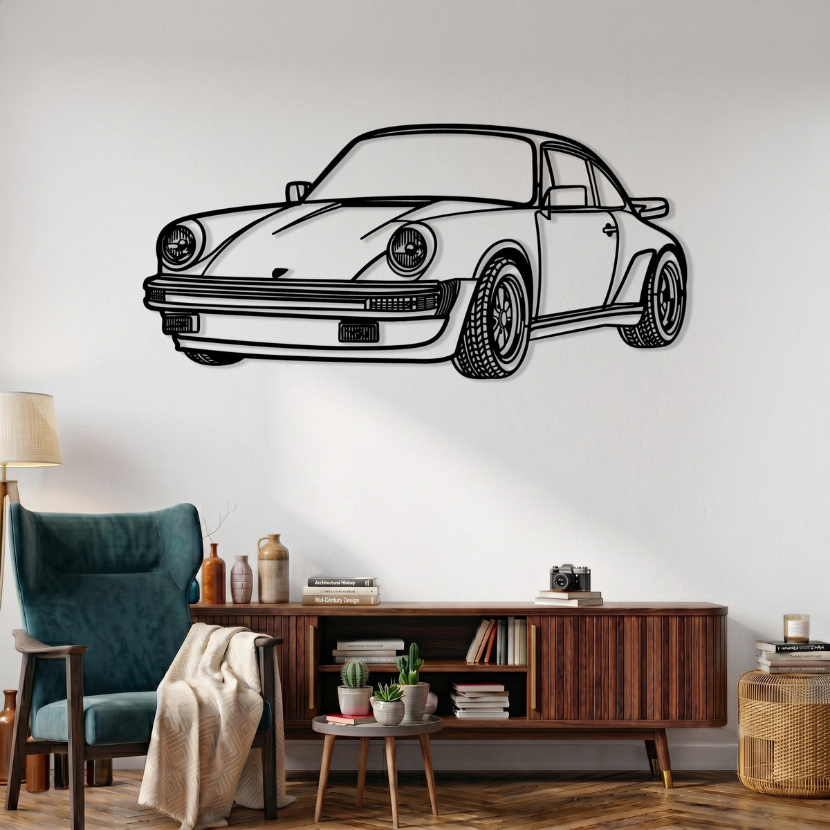 911 Turbo / Type 930 (1975-1989) Angle Silhouette Metal Wall Art
