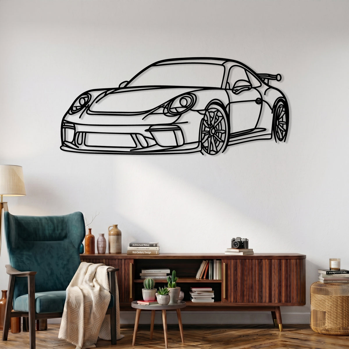 911 GT3 (Type 992) Angle Silhouette Metal Wall Art