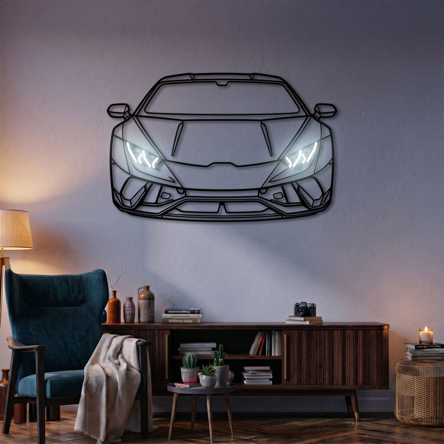 Huracán Front View Car Metal Neon Wall Art