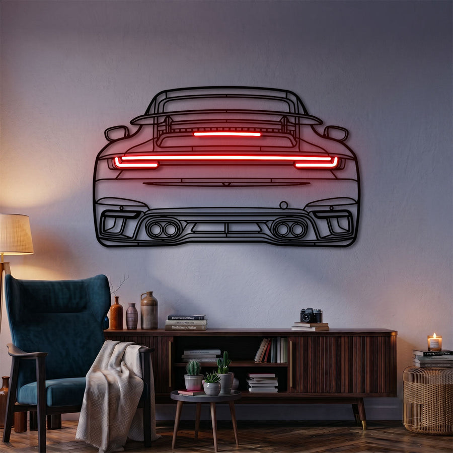 فن الجدار المعدني نيون للسيارة 911 GT3 (992) منظر خلفي