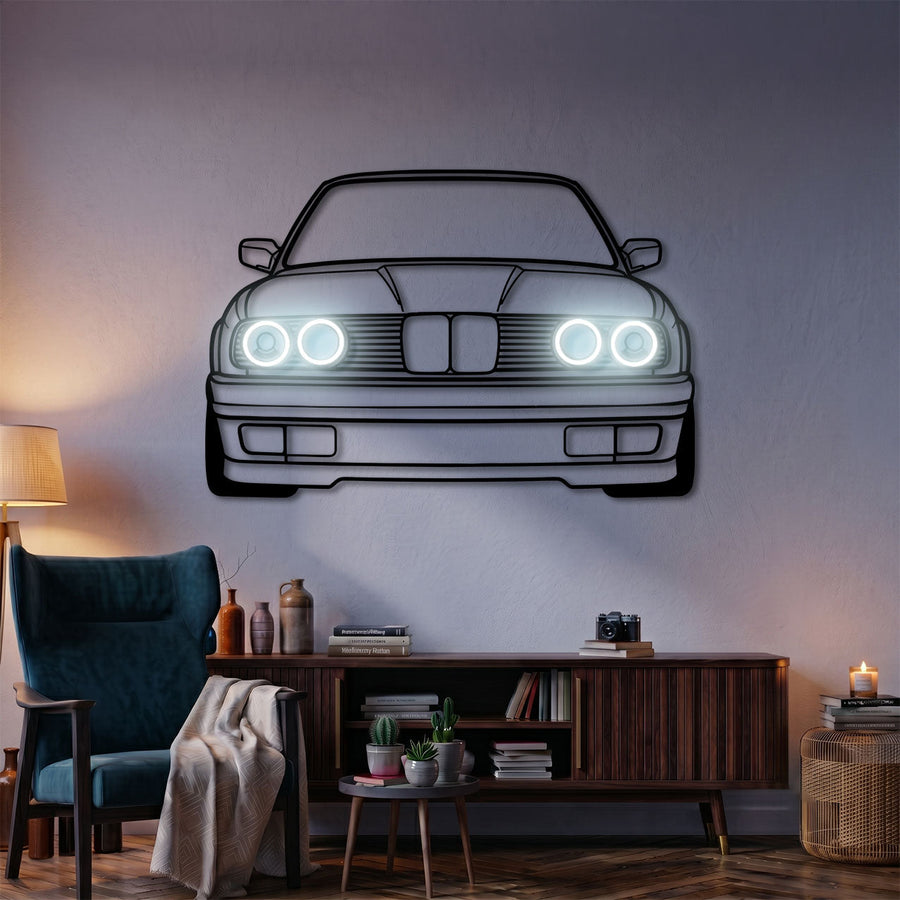 3 Series (E30) Front View Car Metal Neon Wall Art