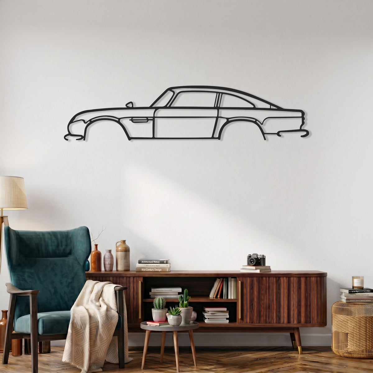 DB6 (1965) Car Silhouette Metal Wall Art