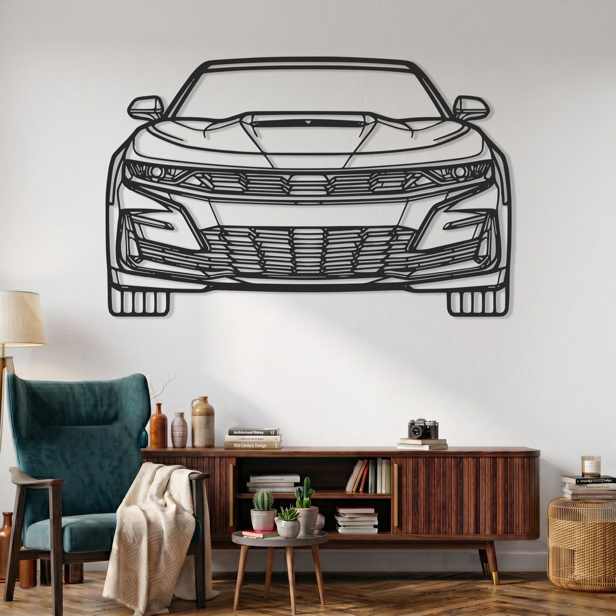 Camaro SS (6th Gen., Facelift) Angle Silhouette Metal Wall Art