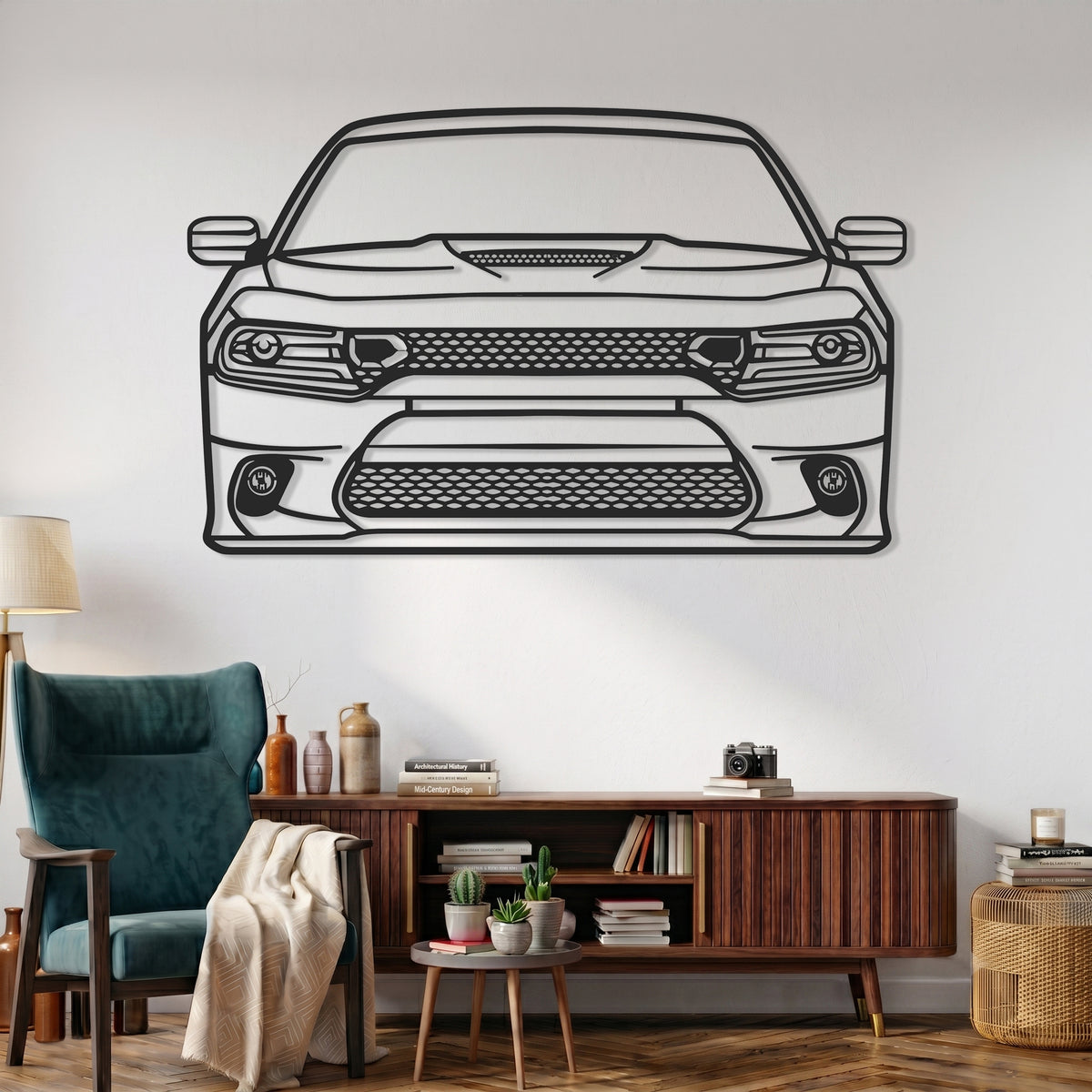 Charger SRT Hellcat Angle Silhouette Metal Wall Art