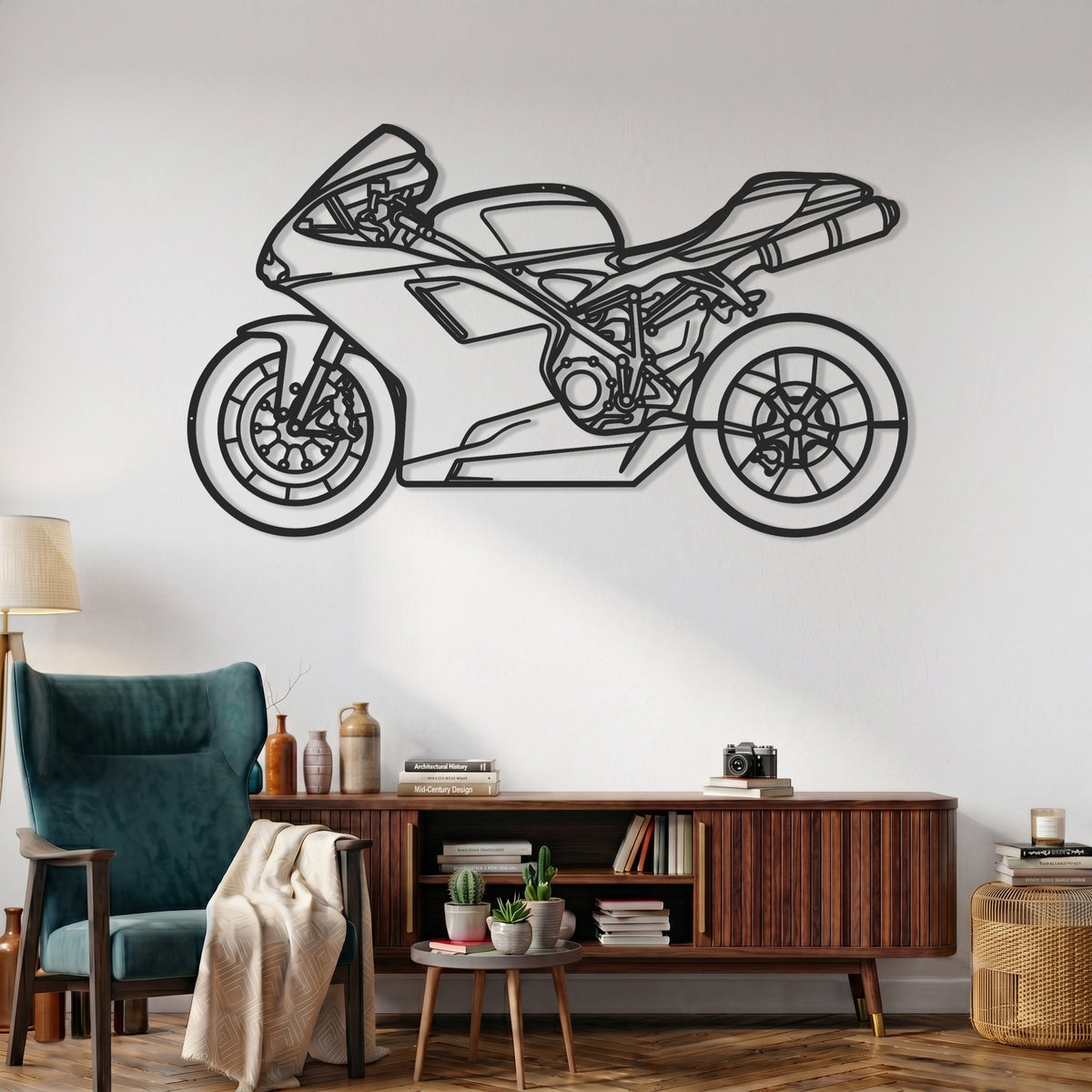 848 2009 Motorcycle Silhouette Metal Wall Art