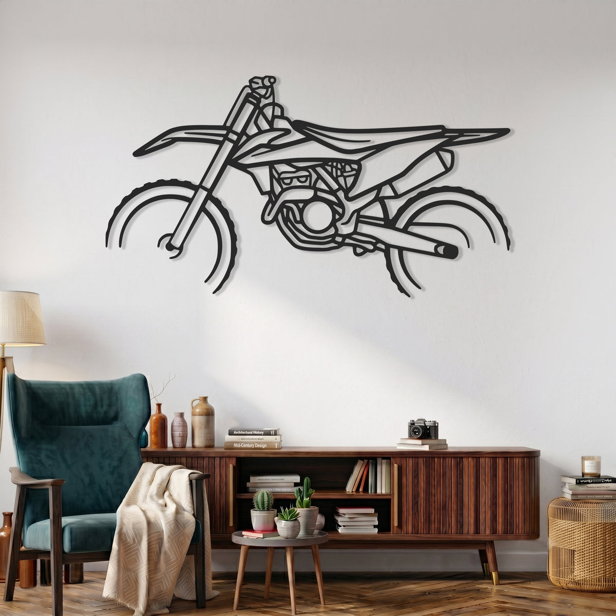 Dirt Bike Motorcycle Silhouette Metal Wall Art