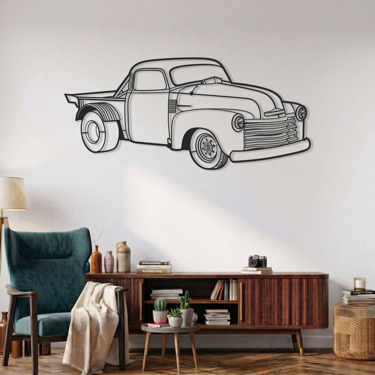 Advance-Design Pickup (1947-1955) Angle Silhouette Metal Wall Art