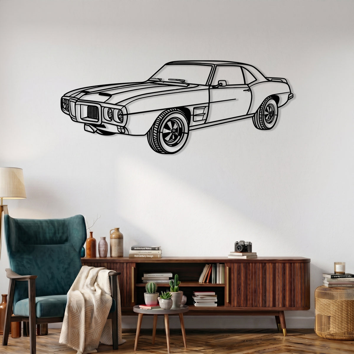 Firebird TransAm (1969) Angle Silhouette Metal Wall Art