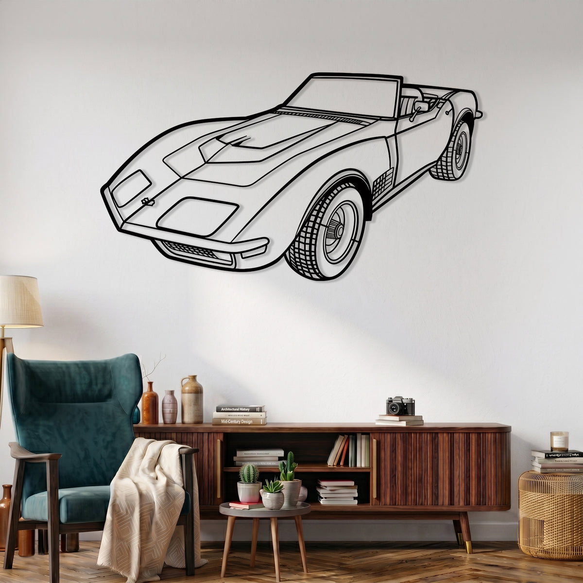 Corvette Stingray LT1 (1968-1972) Angle Silhouette Metal Wall Art