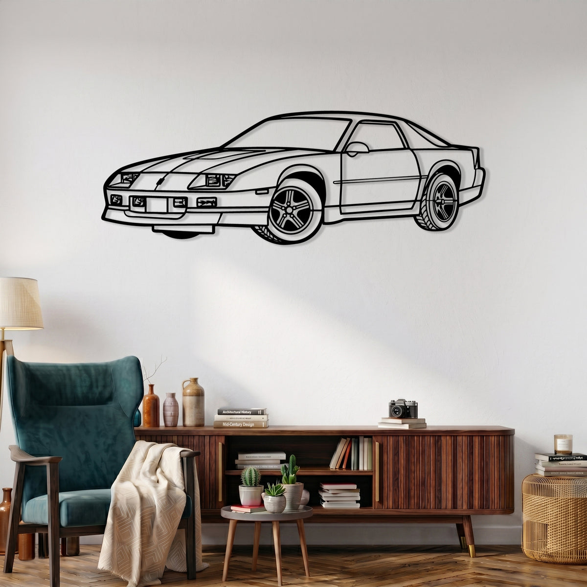 Camaro Z28 / RS / F-Body - 3rd Gen. (1991-1992) Angle Silhouette Metal Wall Art