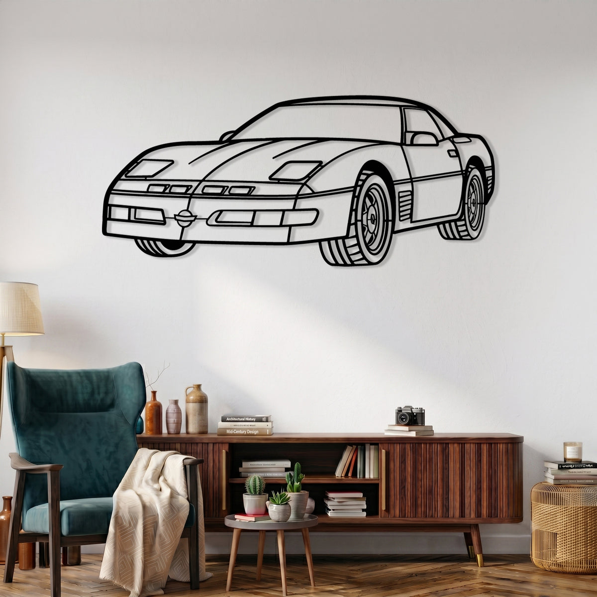 Corvette - C4 Gen. (1991-1996) Angle Silhouette Metal Wall Art