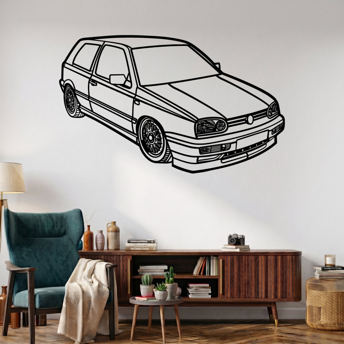 Golf GTI - MK3 / Typ 1H (1992-1998) Angle Silhouette Metal Wall Art