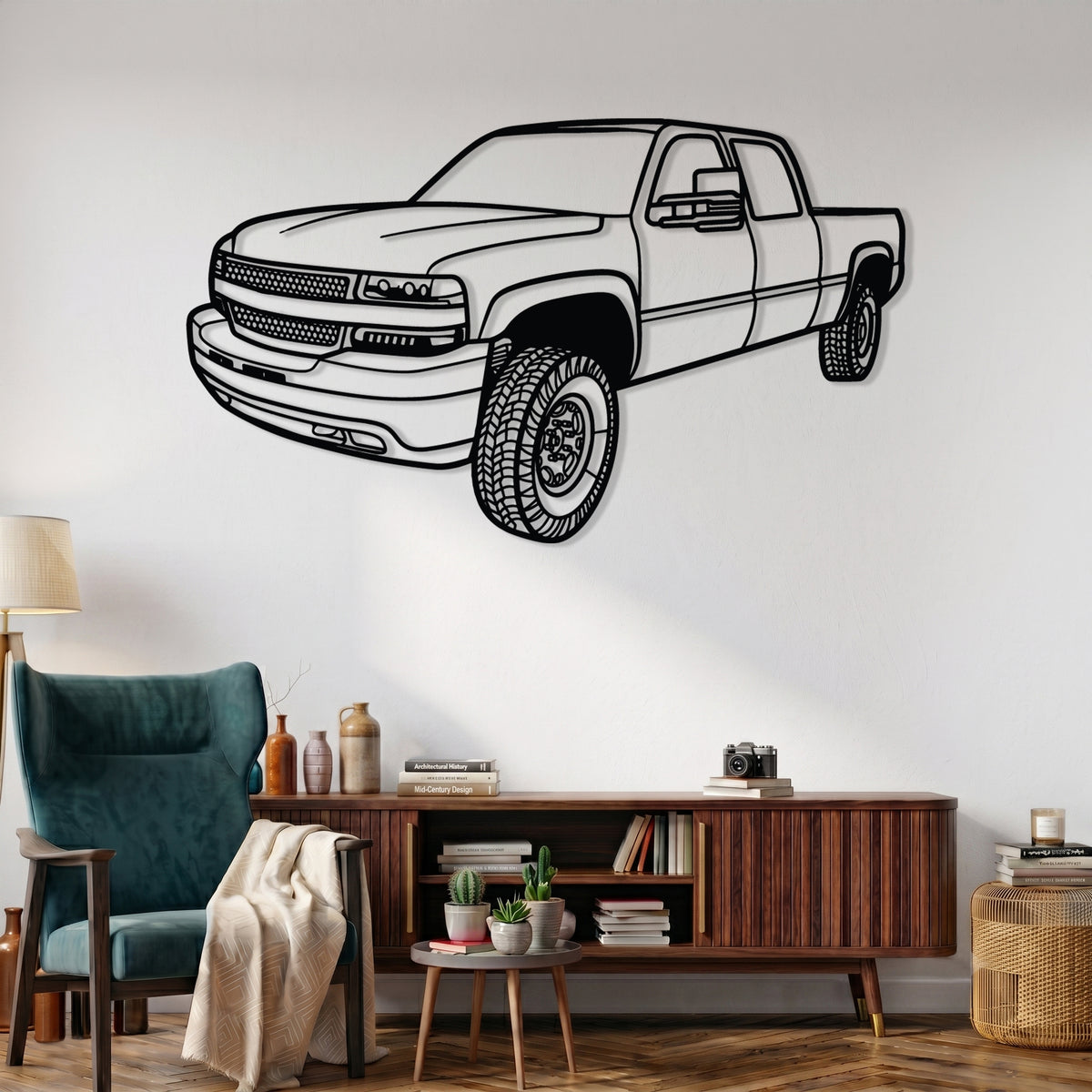Silverado 1500 / 2500-GMT800 / 1st Gen. (1999-2002) Angle Silhouette Metal Wall Art
