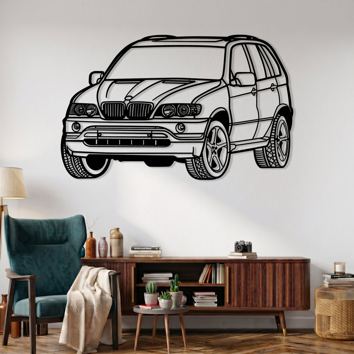 X5-E53 / First Gen. Pre-facelift (1999-2003) Angle Silhouette Metal Wall Art