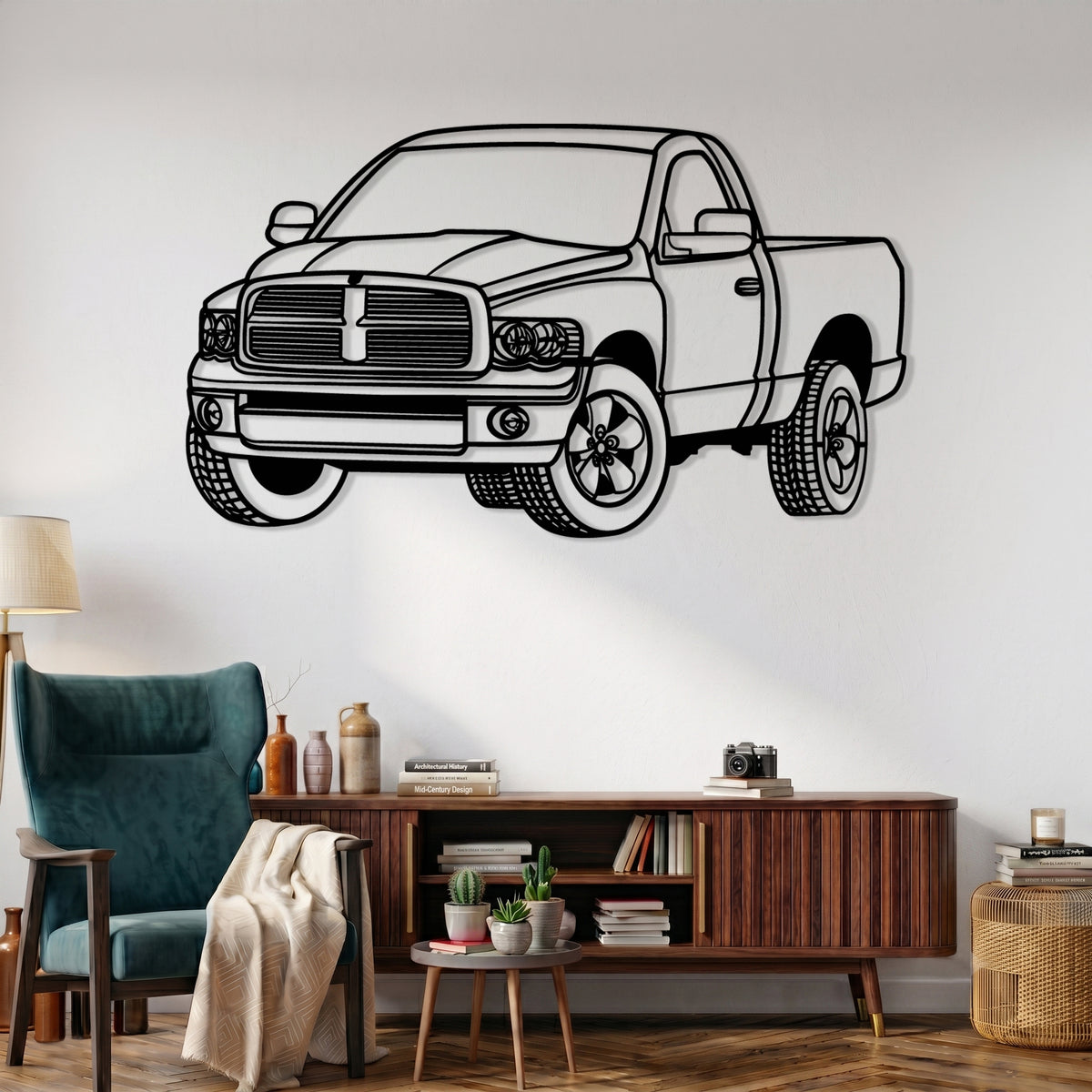 Ram 1500 Regular Cab - 3rd Gen. (2002-2005) Angle Silhouette Metal Wall Art