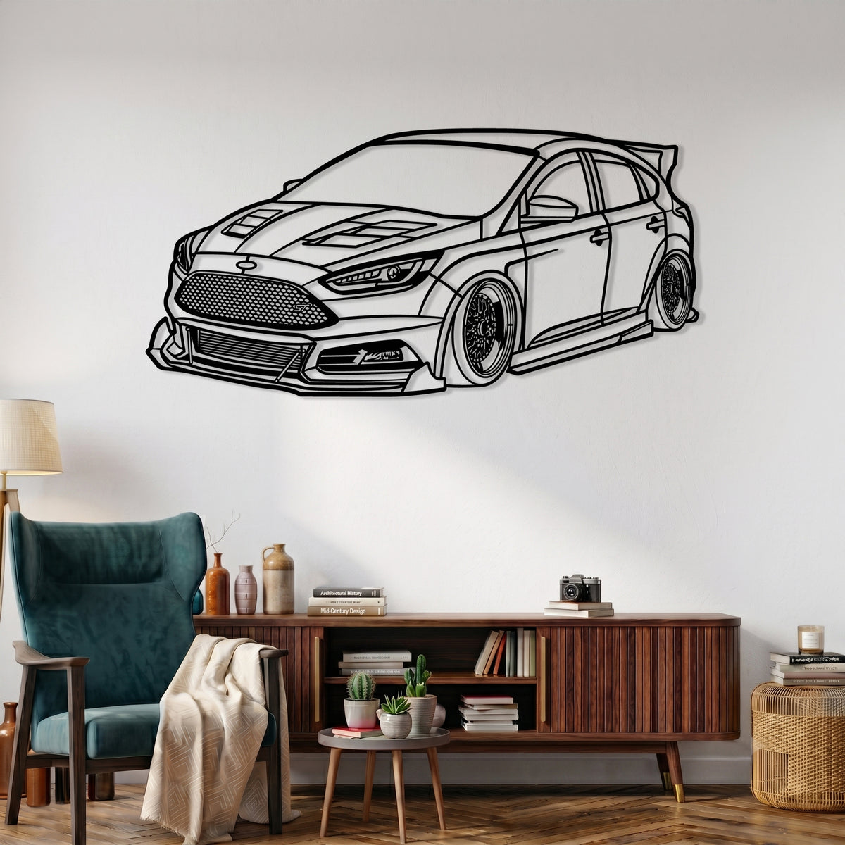 Focus ST (3rd Gen. / Mk3 Facelift) Angle Silhouette Metal Wall Art