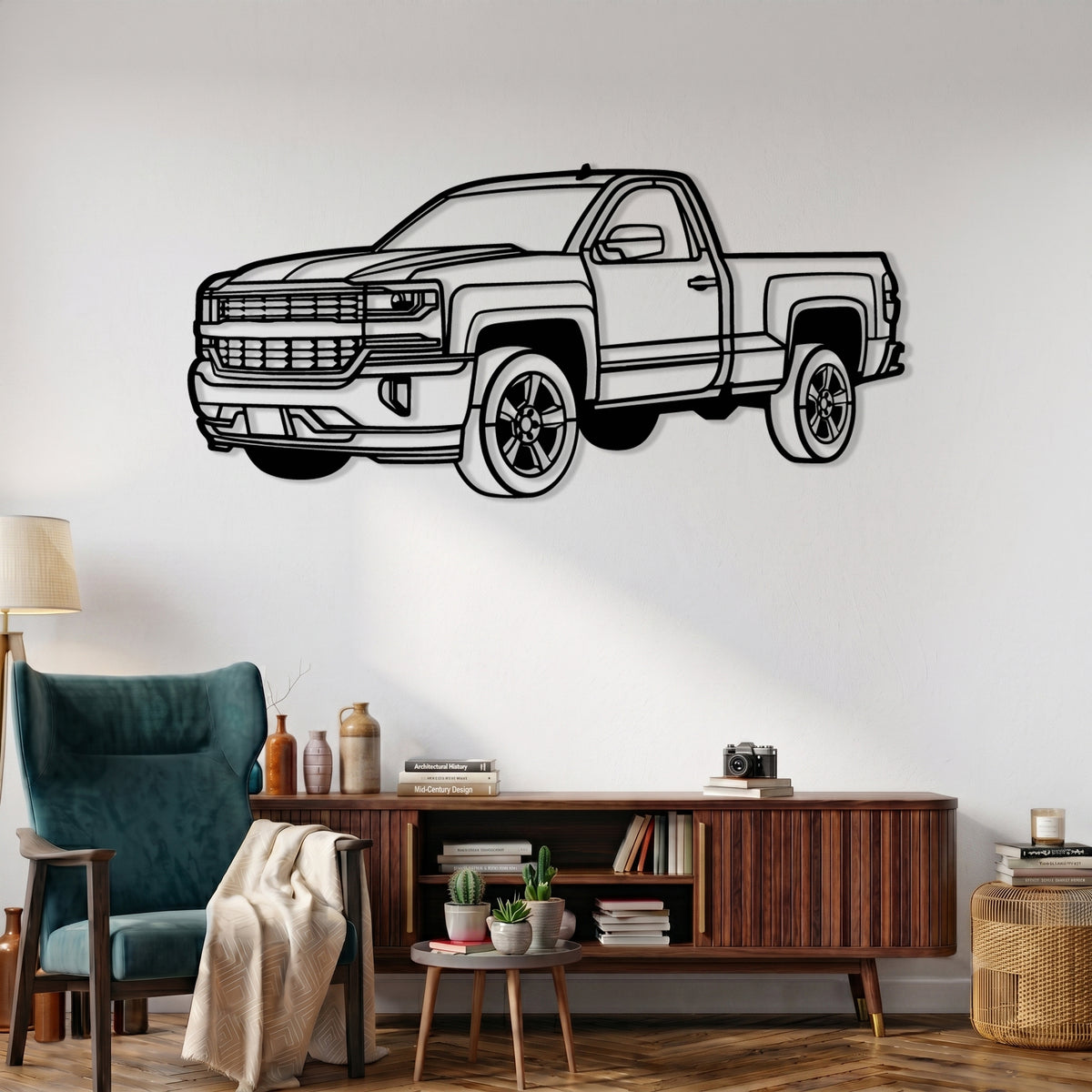 Silverado 1500 Regular Cab (3rd Gen. / K2XX) Angle Silhouette Metal Wall Art
