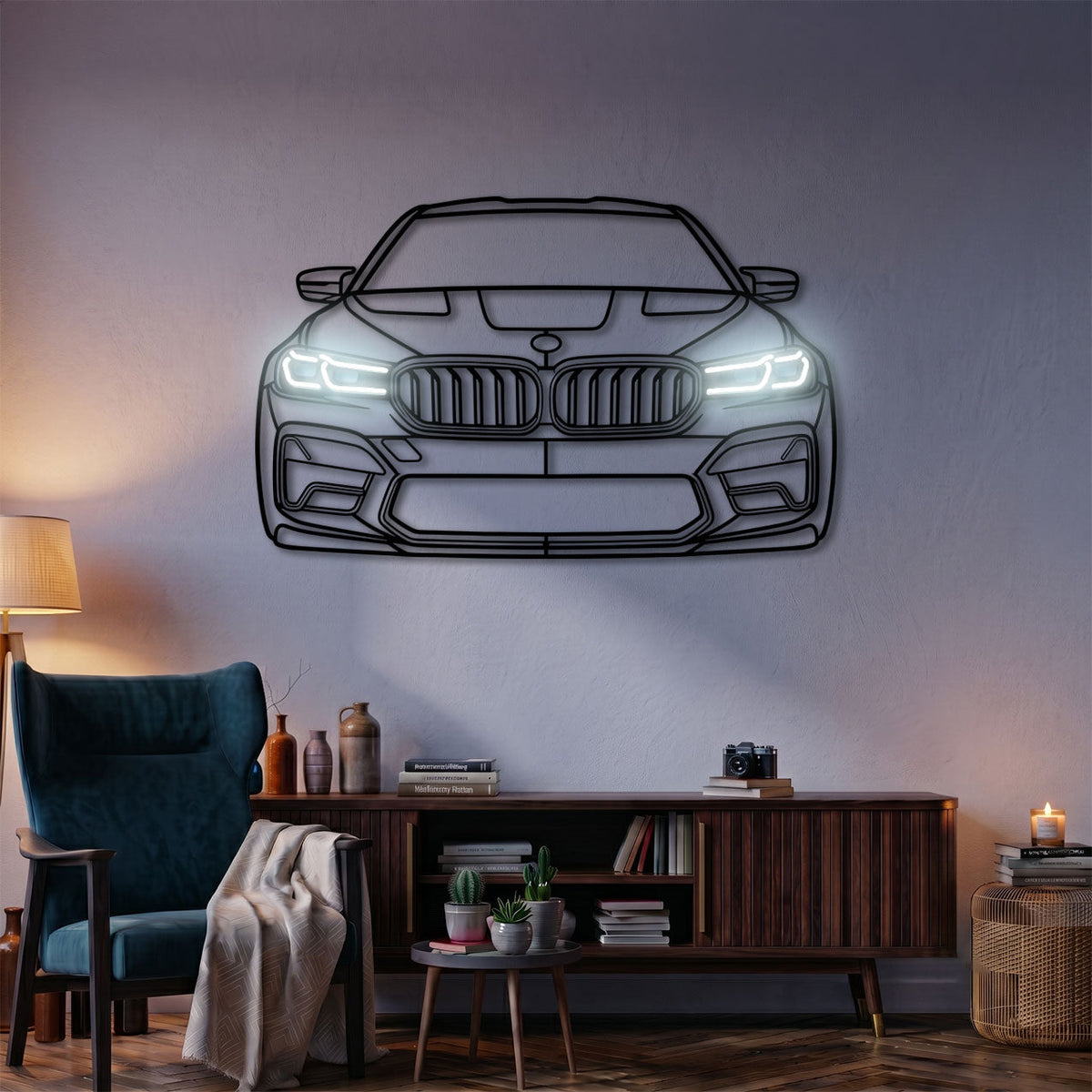 M5 CS Front View Car Metal Neon Wall Art