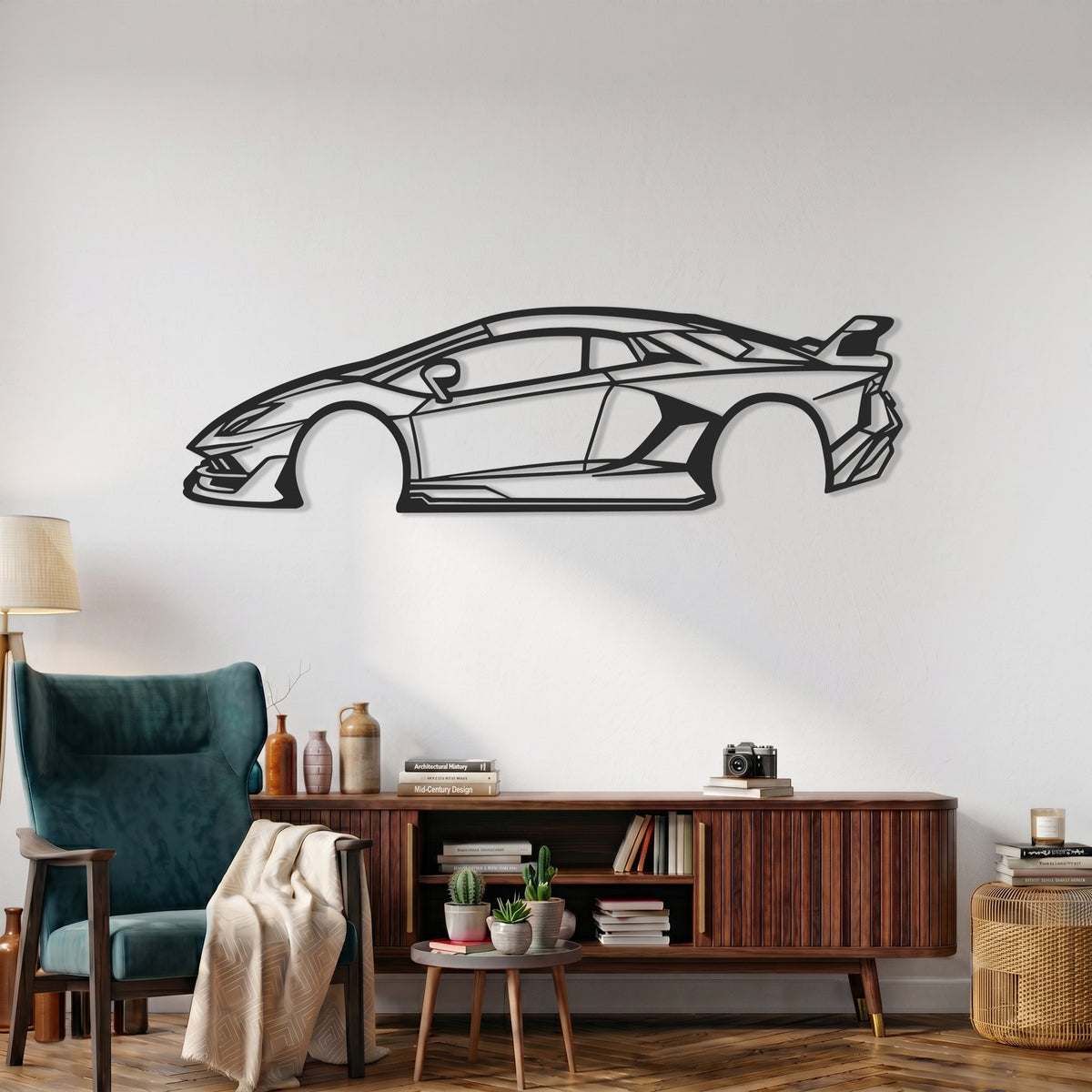 Aventador SVJ Car Silhouette Metal Wall Art