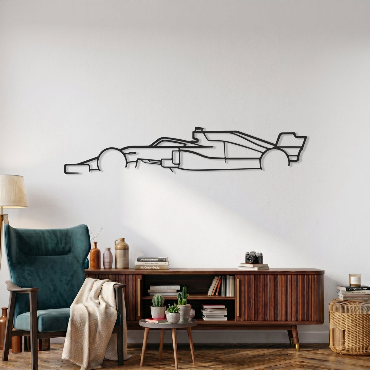 Formula One V1 Car Silhouette Metal Wall Art