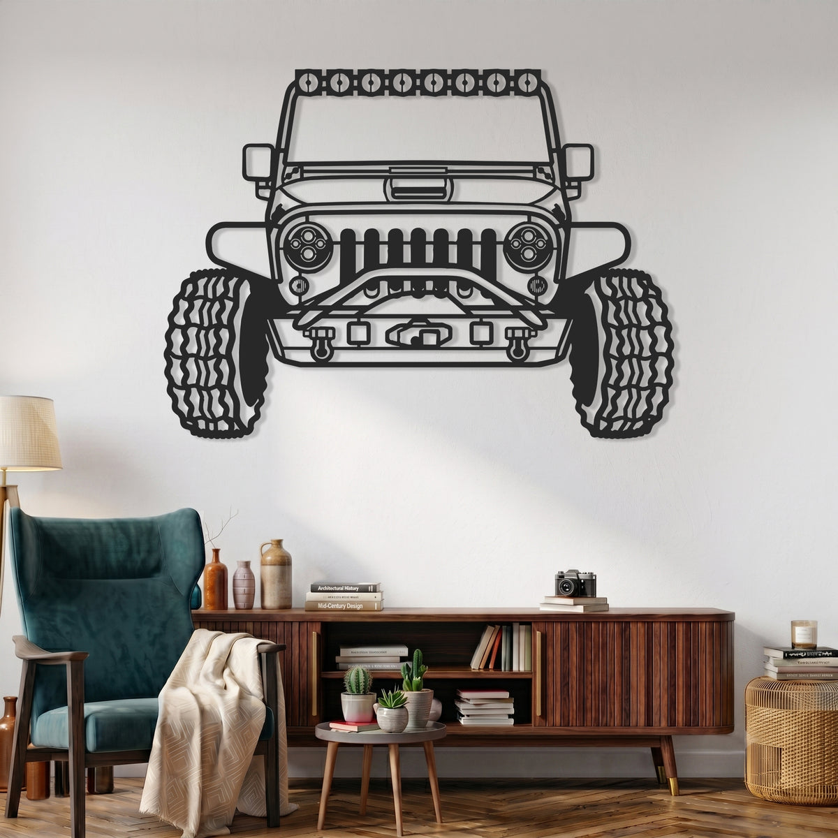 Wrangler JK - 3rd Gen. Custom Off-Road (2015) Angle Silhouette Metal Wall Art