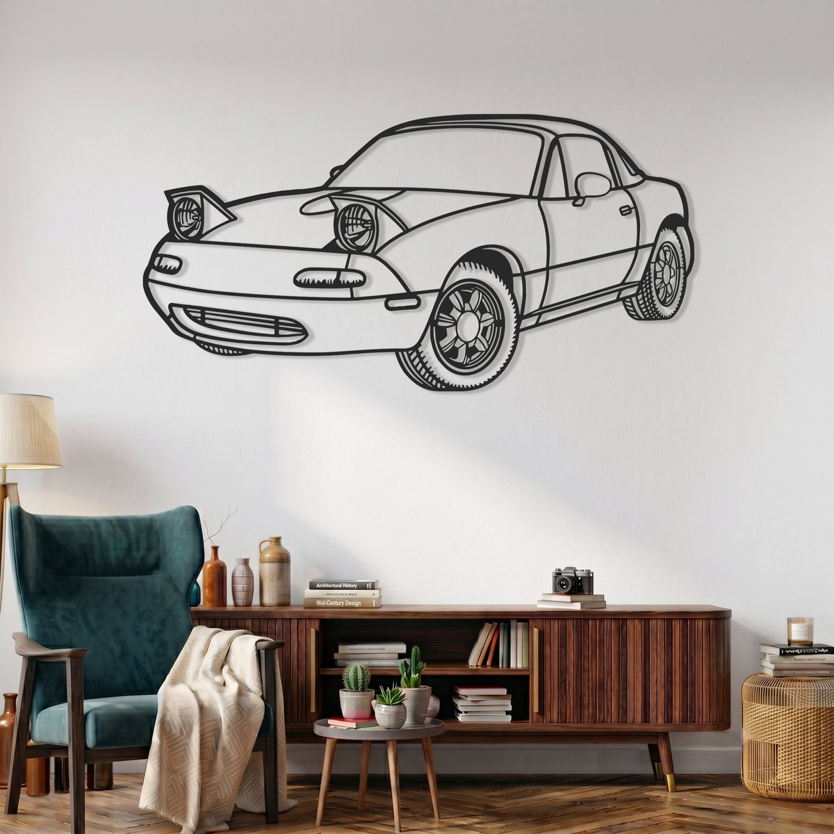 MX-5 Miata - NA Gen. (1989-1997) Angle Silhouette Metal Wall Art