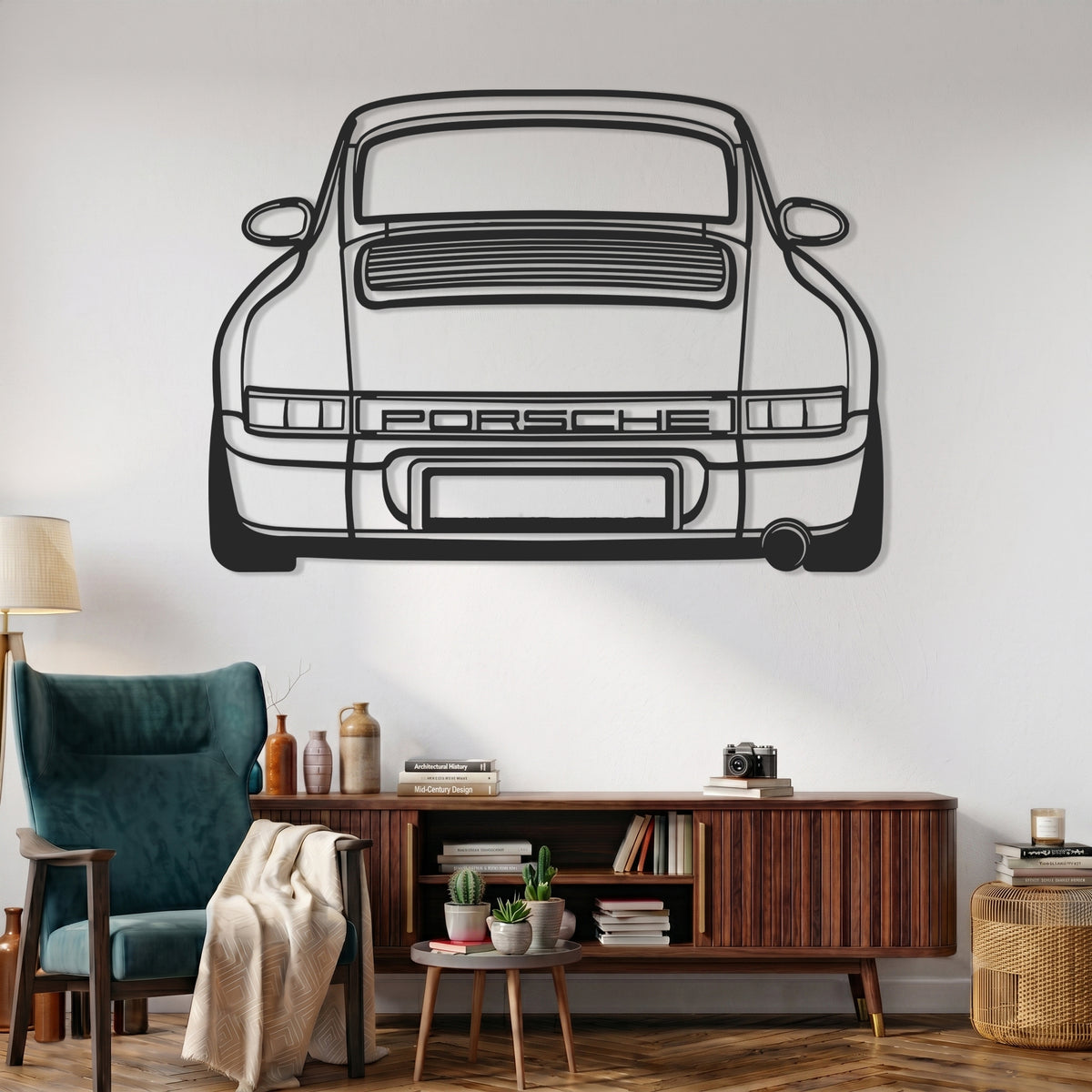 911 Carrera RS - Type 964 (1992) Angle Silhouette Metal Wall Art