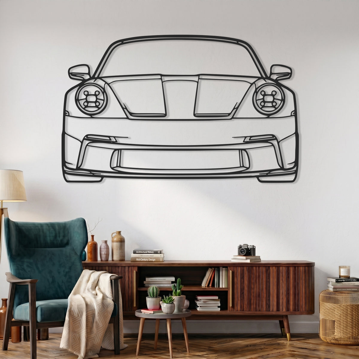 911 GT3 (Type 992) Angle  Silhouette Metal Wall Art