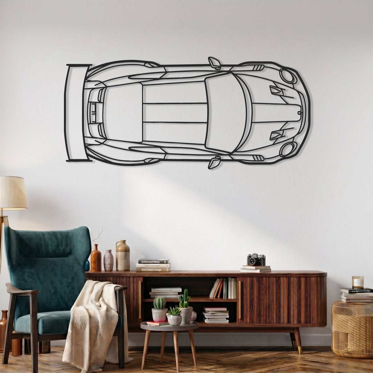 911 GT3 RS (Type 991.2) Angle Silhouette Metal Wall Art