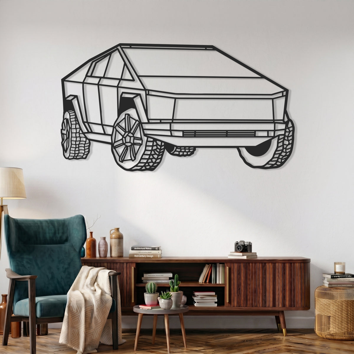 CyberTruck Angle Silhouette Metal Wall Art