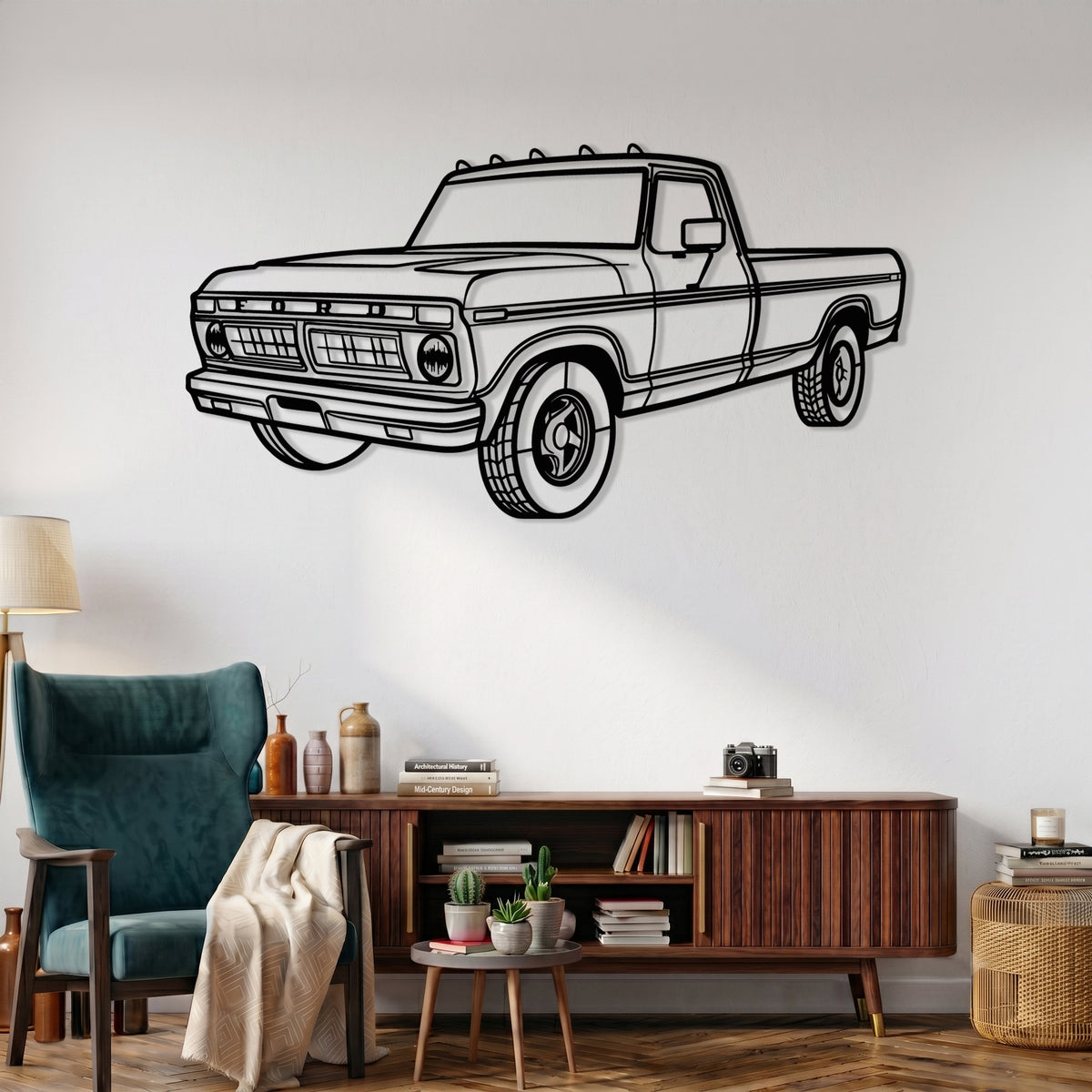 F-150 - 6th Gen. (1976-1977) Angle Silhouette Metal Wall Art