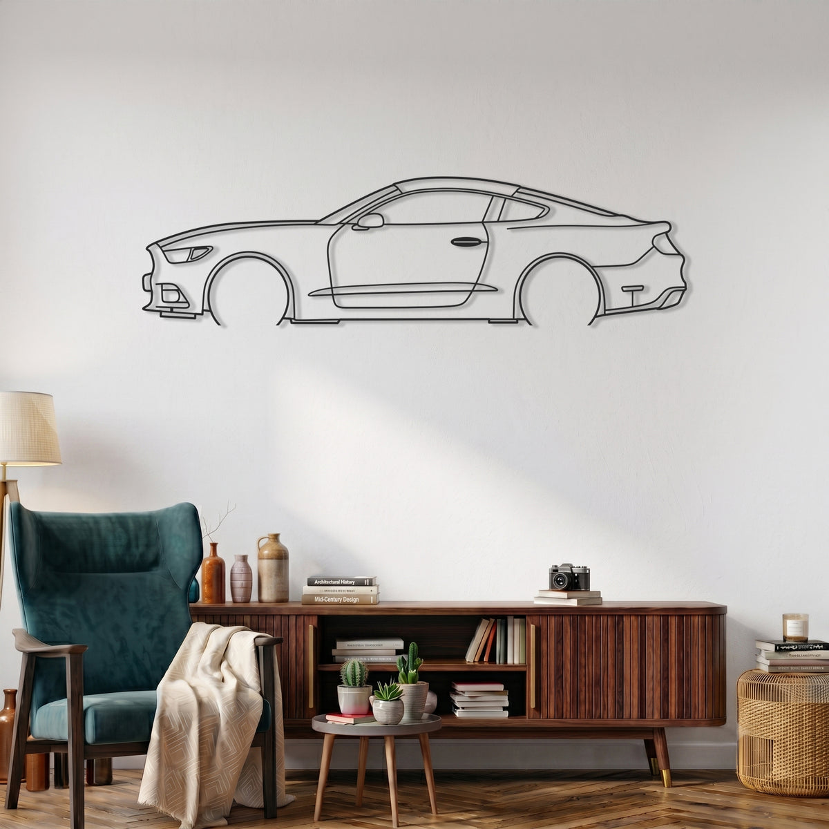 Mustang GT - 2-Door Fastback Coupé (S550 Gen.) 2015–2023 Car Silhouette Metal Wall Art