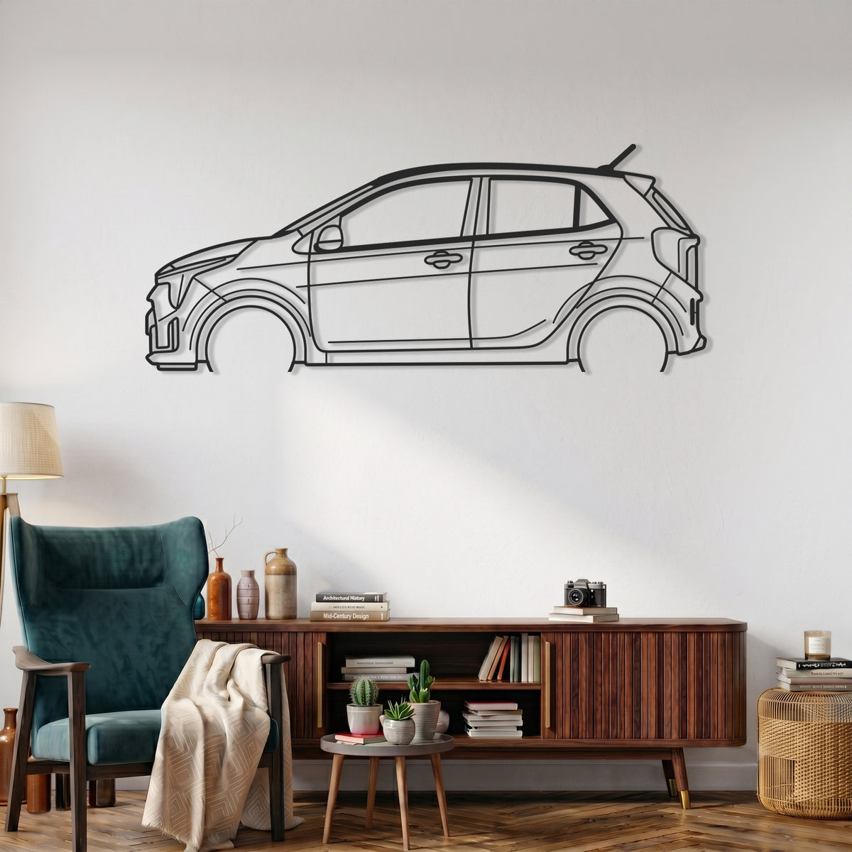 Picanto / Morning - GT-Line 5-Door Hatchback (3rd Gen 2nd facelift) Car Silhouette Metal Wall Art