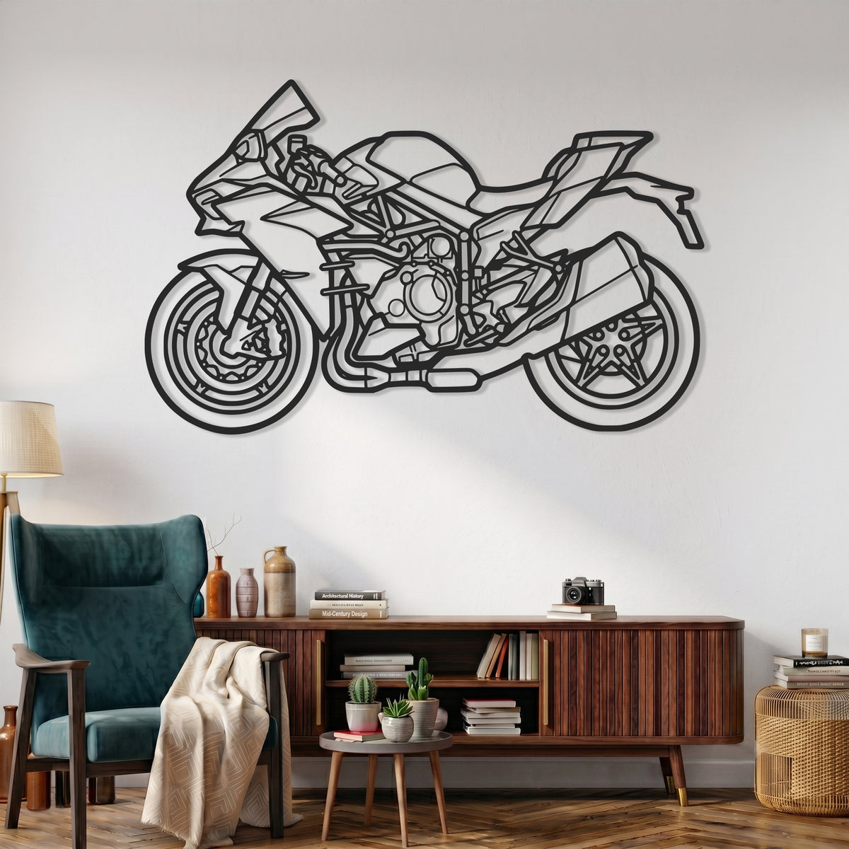 Ninja H2 2015 Motorcycle Silhouette Metal Wall Art
